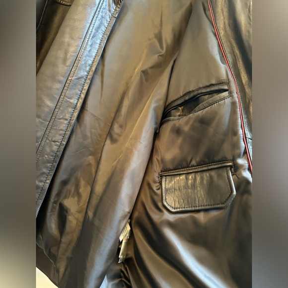 Vintage Unisex Leather Bomber Jacket Oversized - Picture 12 of 16